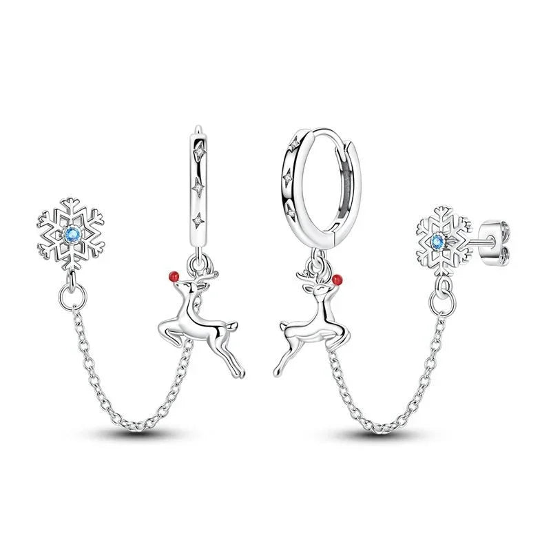 Christmas 925 Sterling Silver Charms | Santa Claus Reindeer Snowman Tree Beads Fit Original Bracelet