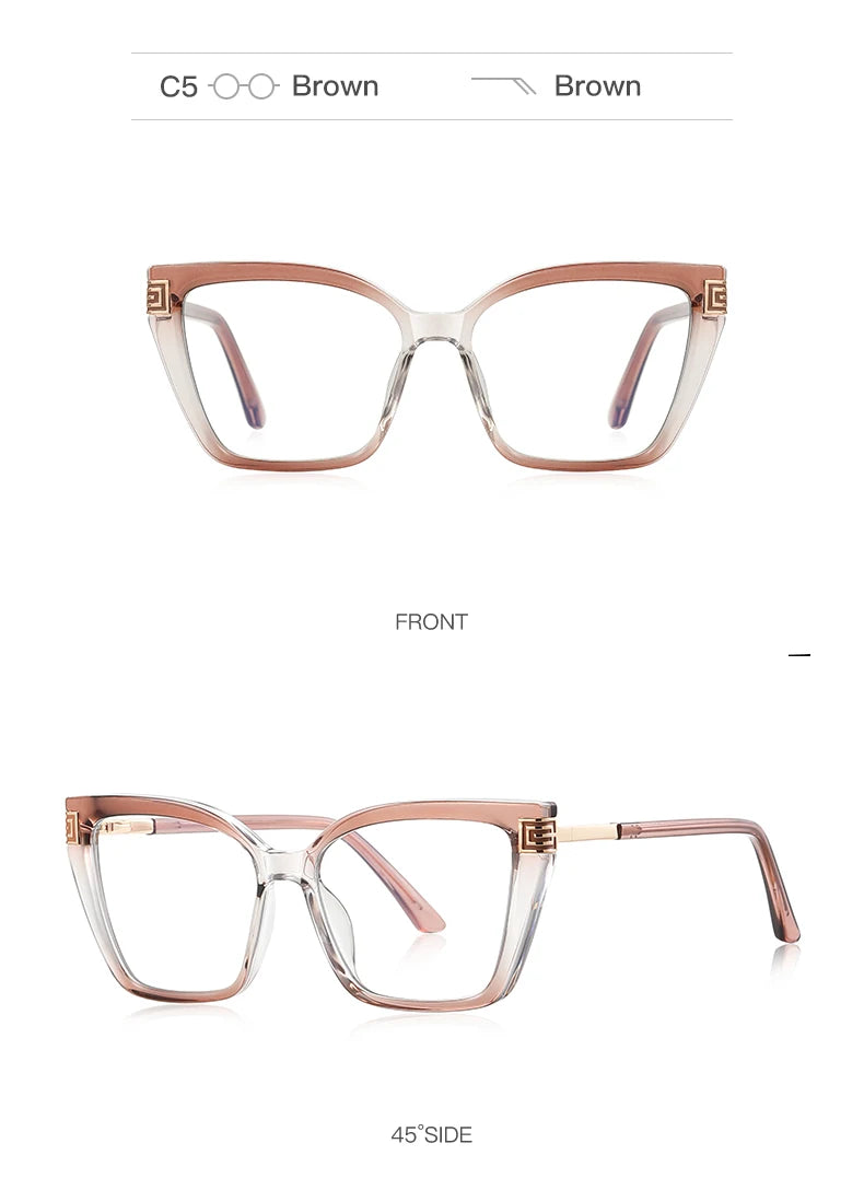 GENEVIEVE Personalized Large Frame Square Anti-Blue Light Reading Glasses – Women’s Photochromic Custom Prescription Eyewear