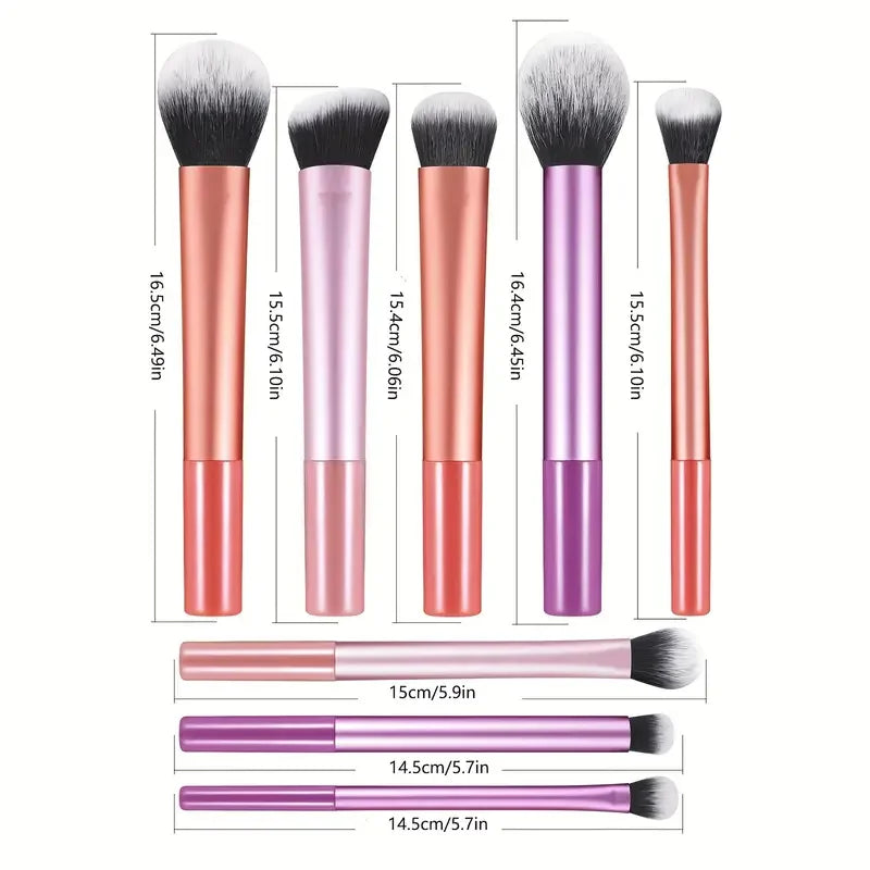 8pcs Makeup Brush Kit – Soft Synthetic Hair Foundation Blush Eyeshadow Cosmetic Makeup Tools