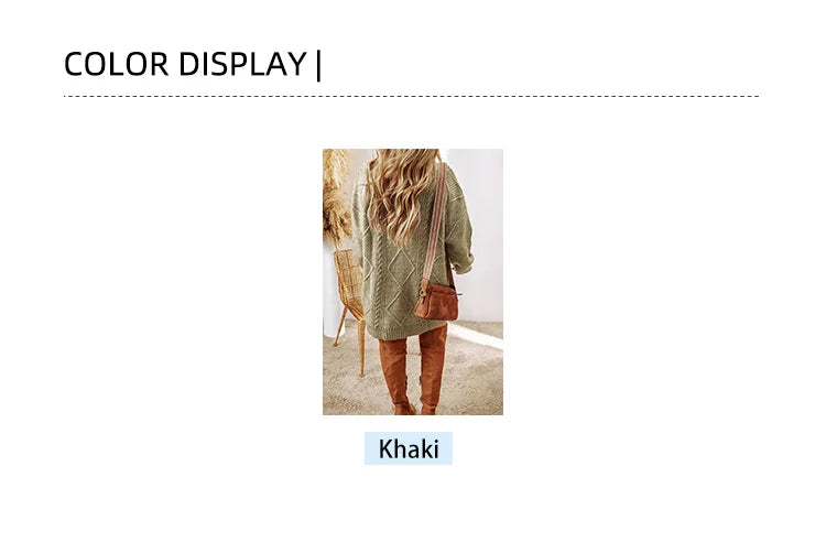 Plus Size Women’s Autumn/Winter Knitted Dress – Casual Loose-Fit Long Sleeve Crew Neck Dress