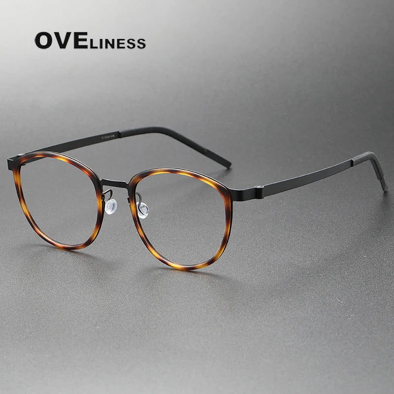 Ultralight Acetate Titanium Glasses 👓 Screwless Round Frame Eyewear
