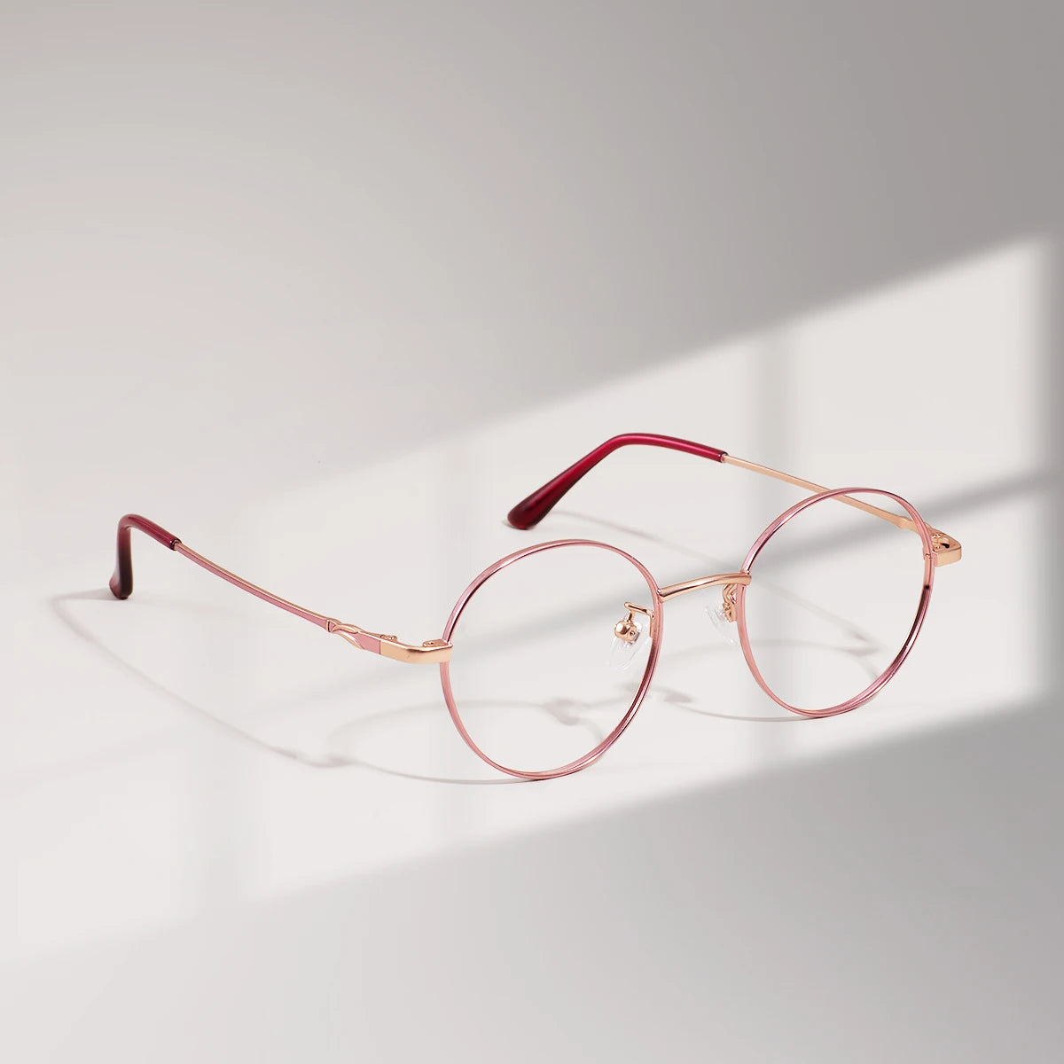 Colorful Round Metal Pink Glasses Frame – Luxury Unisex Full Rim Prescription Eyewear