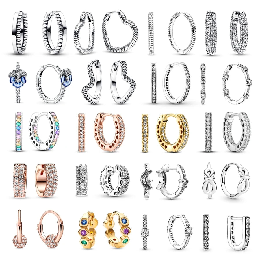 2024 S925 Silver 🌙⭐ Heart & Star Moon Earrings for Women Pandora Fit