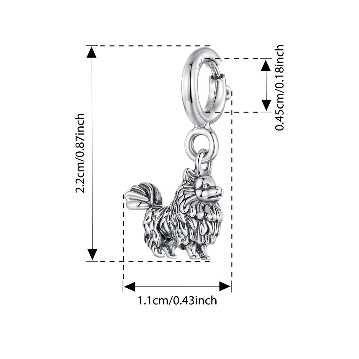 WOSTU 925 Sterling Silver Pet Dog Charm Pomeranian Yorkshire Terrier Pendant for Women Bracelet