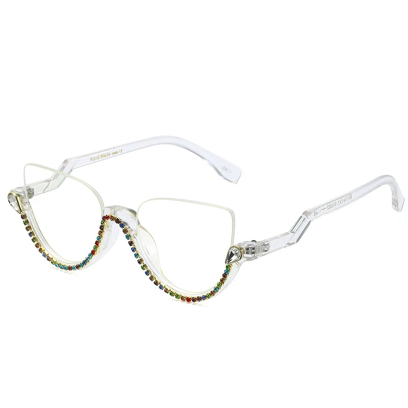 TANOXI Anti Blue Light Kardashian Flat Shield Sunglasses for Women – Y2K Punk Diamond Cutting Semi-Rimless Fashion Eyewear
