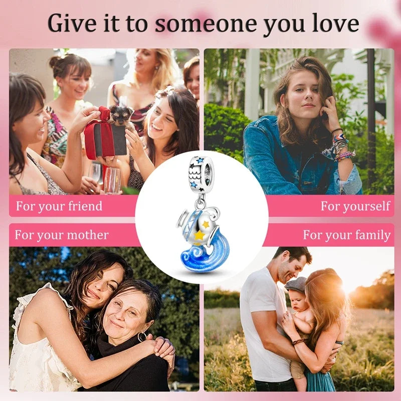 925 Sterling Silver Luminous Constellation Zodiac Charm – Scorpio, Aries, Cancer Pendant Bead Fit Original Pandora Bracelet Women Jewelry