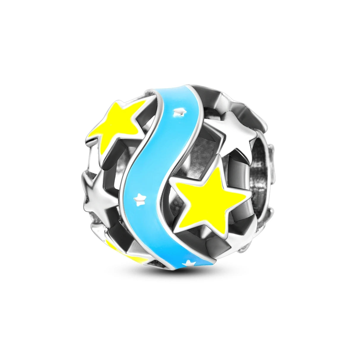 Silver Plated Colorful Glowing Moon & Stars Rainbow Dangle Charms | Fit Original Bracelet & Necklace | Women’s Jewelry Beads