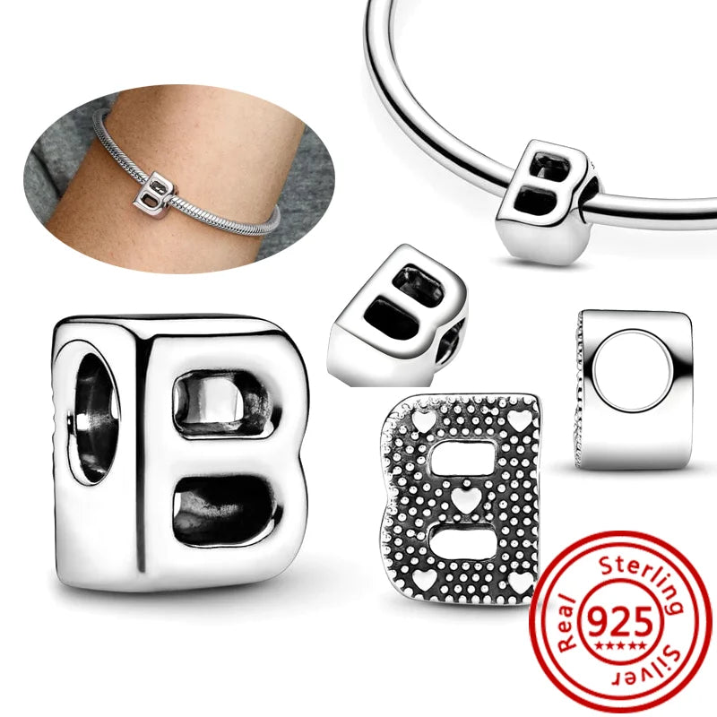 925 Sterling Silver A–Z Alphabet Letter Charms | Gold & Silver Beads for Women DIY Bracelet Jewelry