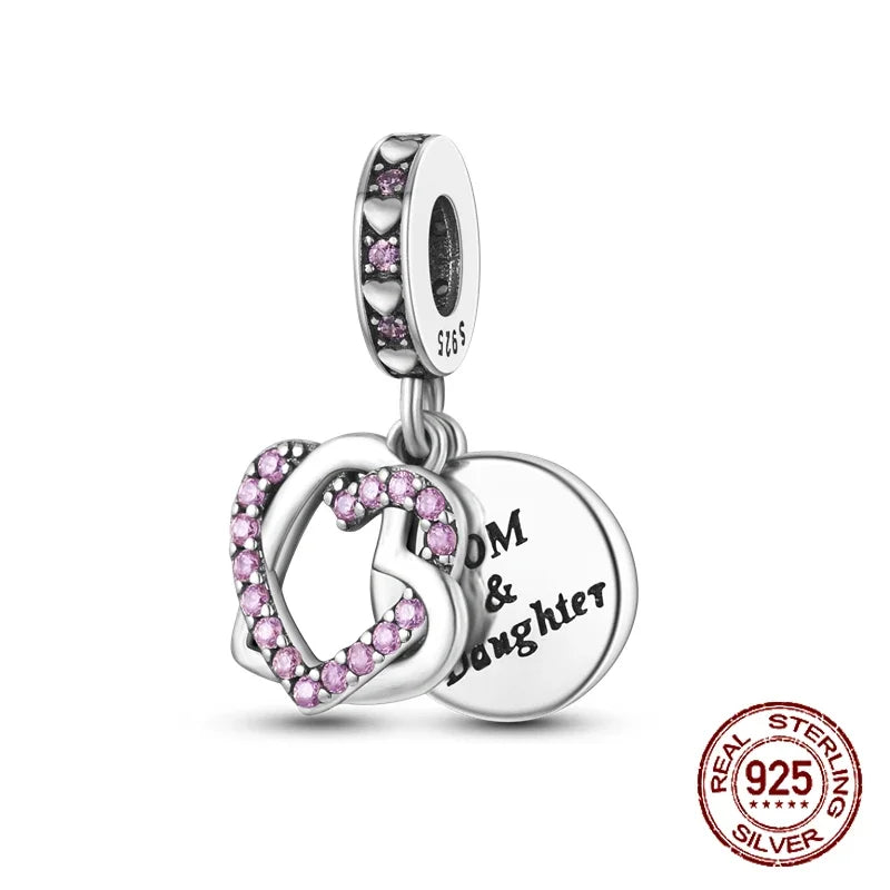 925 Sterling Silver Number & Puppy Family Beads Pendant | Fit 4mm Hole Bracelets