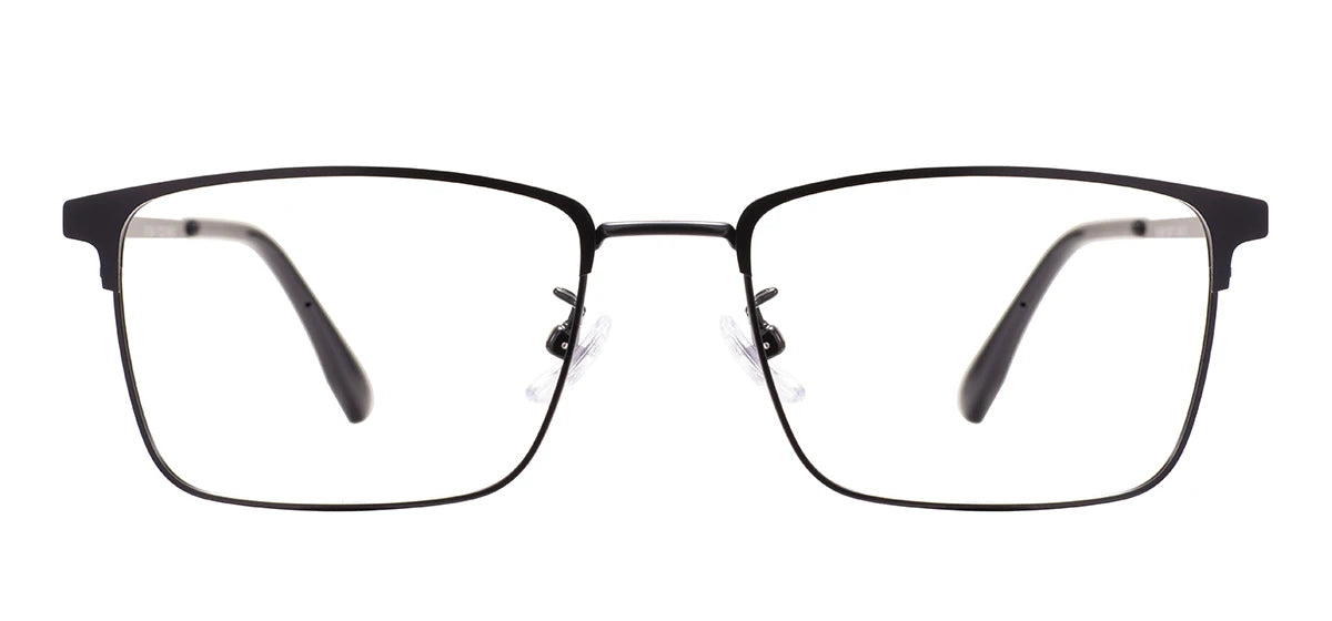 Rectangular Metal Browline Glasses Frame – Comfortable Large Full Rim Business Eyewear for Men