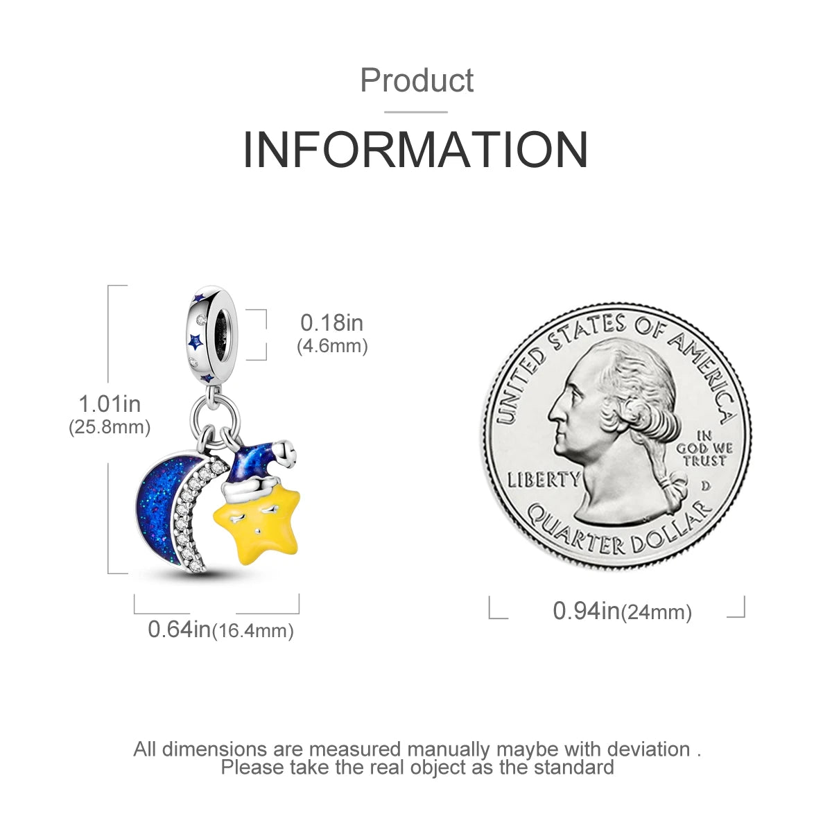 Silver Plated Colorful Glowing Moon & Stars Rainbow Dangle Charms | Fit Original Bracelet & Necklace | Women’s Jewelry Beads