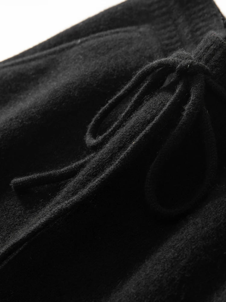 100% Cashmere High Waist Wide Leg Pants | Winter Warm Solid Trousers | Casual Korean Women’s Pants