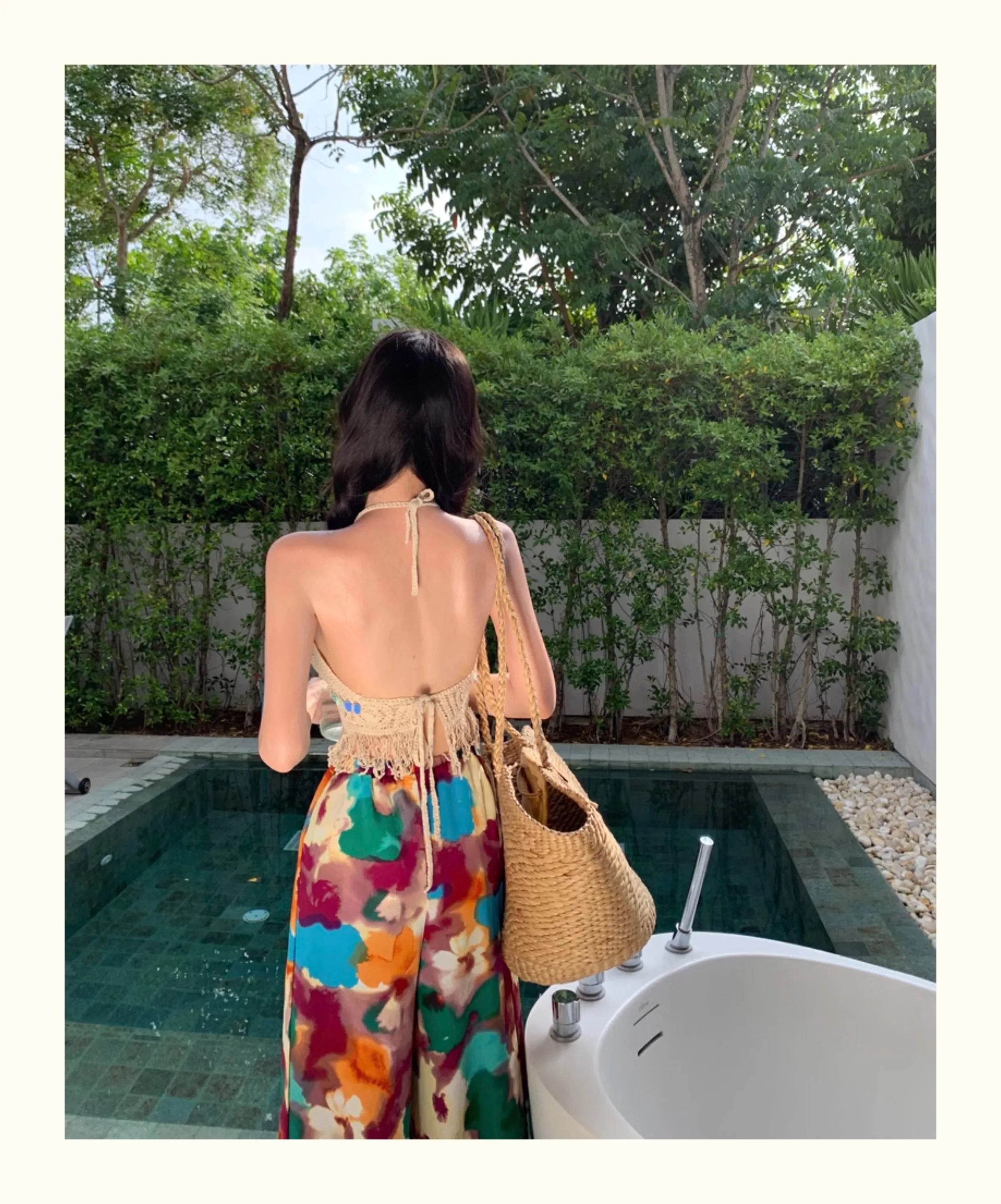 Vacation Style High Waist Wide Leg Pants – Thin Long Ethnic Print Pants for Beach & Holiday Wear