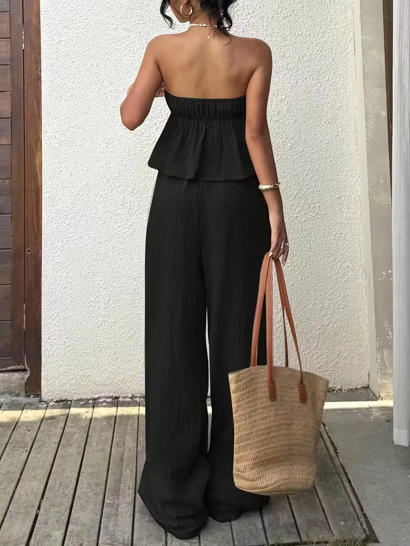 Women’s 2-Piece Casual Lace-Up Set – Top & Pants Outfit 👚👖✨