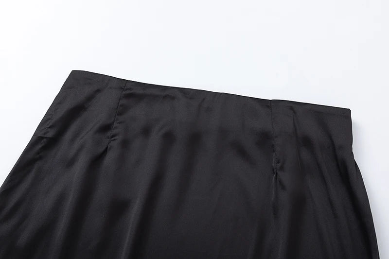 2024 Women’s Fashion Satin High Waist Midi Skirt – Stylish, Chic & Versatile Female Skirt