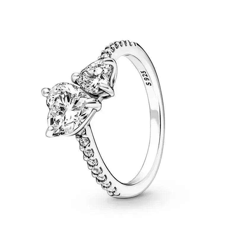925 Sterling Silver Dazzling Crown Hearts Ring | Classic Luxury Women’s Charm Ring – Exquisite Jewelry Gift