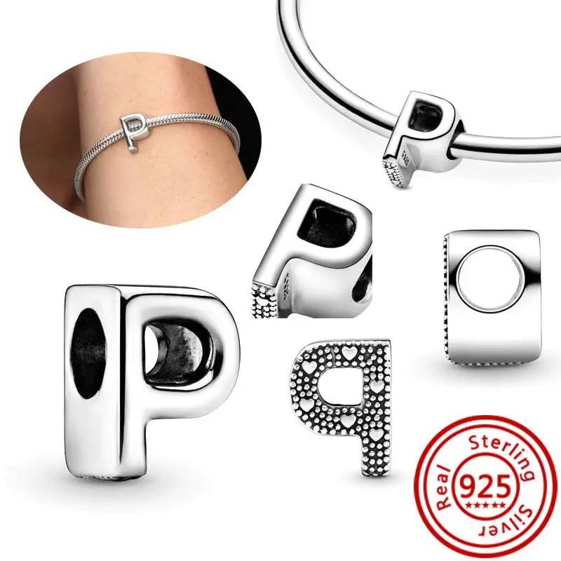 925 Sterling Silver A–Z Alphabet Letter Charms | Gold & Silver Beads for Women DIY Bracelet Jewelry