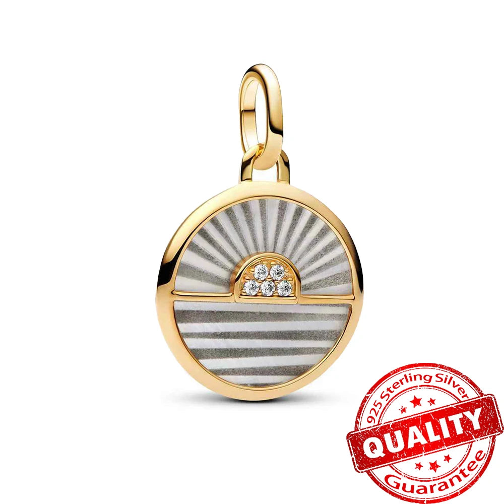 Authentic 925 Sterling Silver Rose & Cherry Blossom Medallion Charm for Bracelet & Necklace DIY