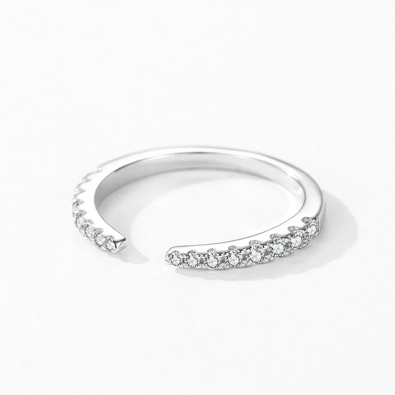 Ailmay 925 Sterling Silver Open Ring 💍 Sparkling CZ Adjustable Index Finger Ring for Women | Elegant Wedding & Engagement Jewelry