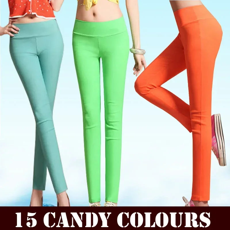 Women’s Winter Pants – Candy Color High Waist Skinny Elastic Trousers | S-6XL Pencil Pants Fashion 15 Colors