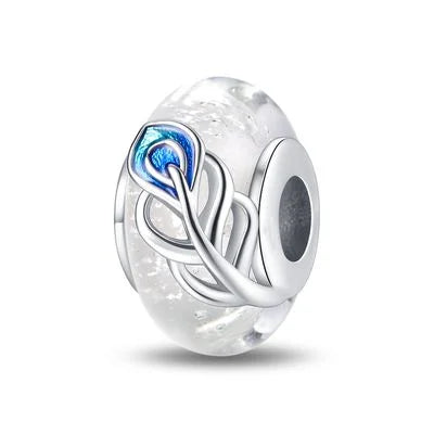2025 Classic 925 Sterling Silver Colored Flower & Leaf Murano Glass Charm Beads | DIY Bracelet