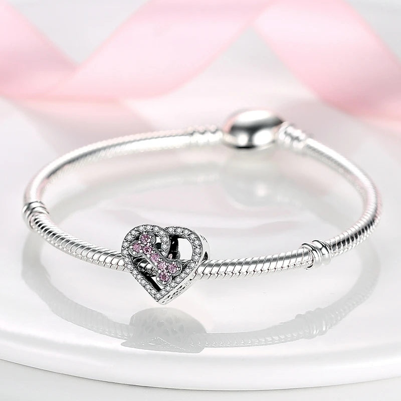 New 925 Sterling Silver Family Sister Love Heart Charm Bead | Original Bracelet DIY Jewelry Gift for Women