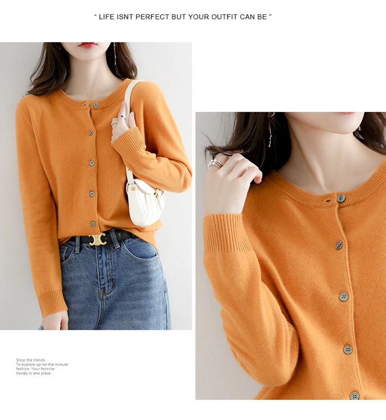 Off-Season Knitted Open Cardigan – Women’s Loose Round Neck Outerwear | Large Size Sweater for Spring & Autumn