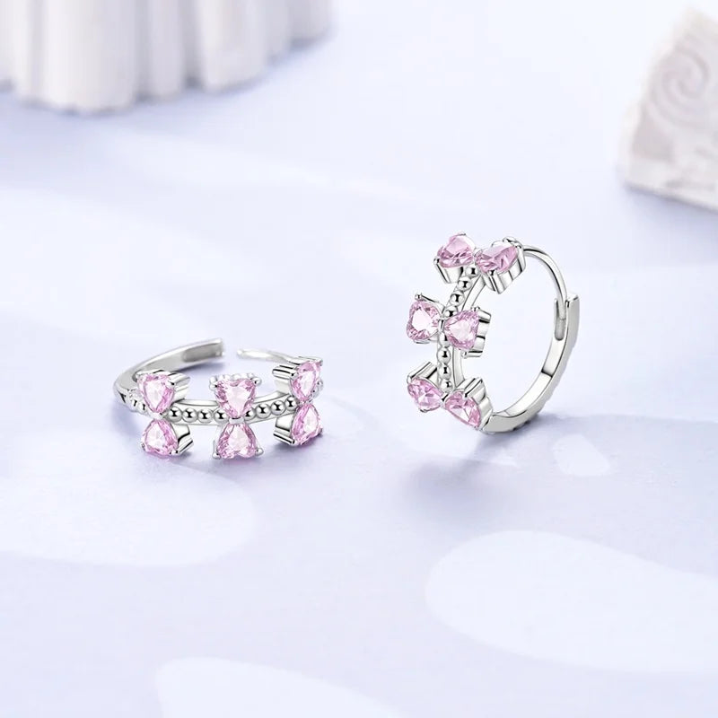 New Original 925 Sterling Silver Sweetheart Bow & Crab Ocean Earrings | Donut Zircon Round Design Women’s Fine Jewelry