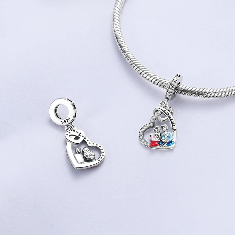 925 Sterling Silver Zircon Bowknot Heart Balloon Charms | Original Pendant Beads Fit Bracelet DIY Fine Jewelry for Women