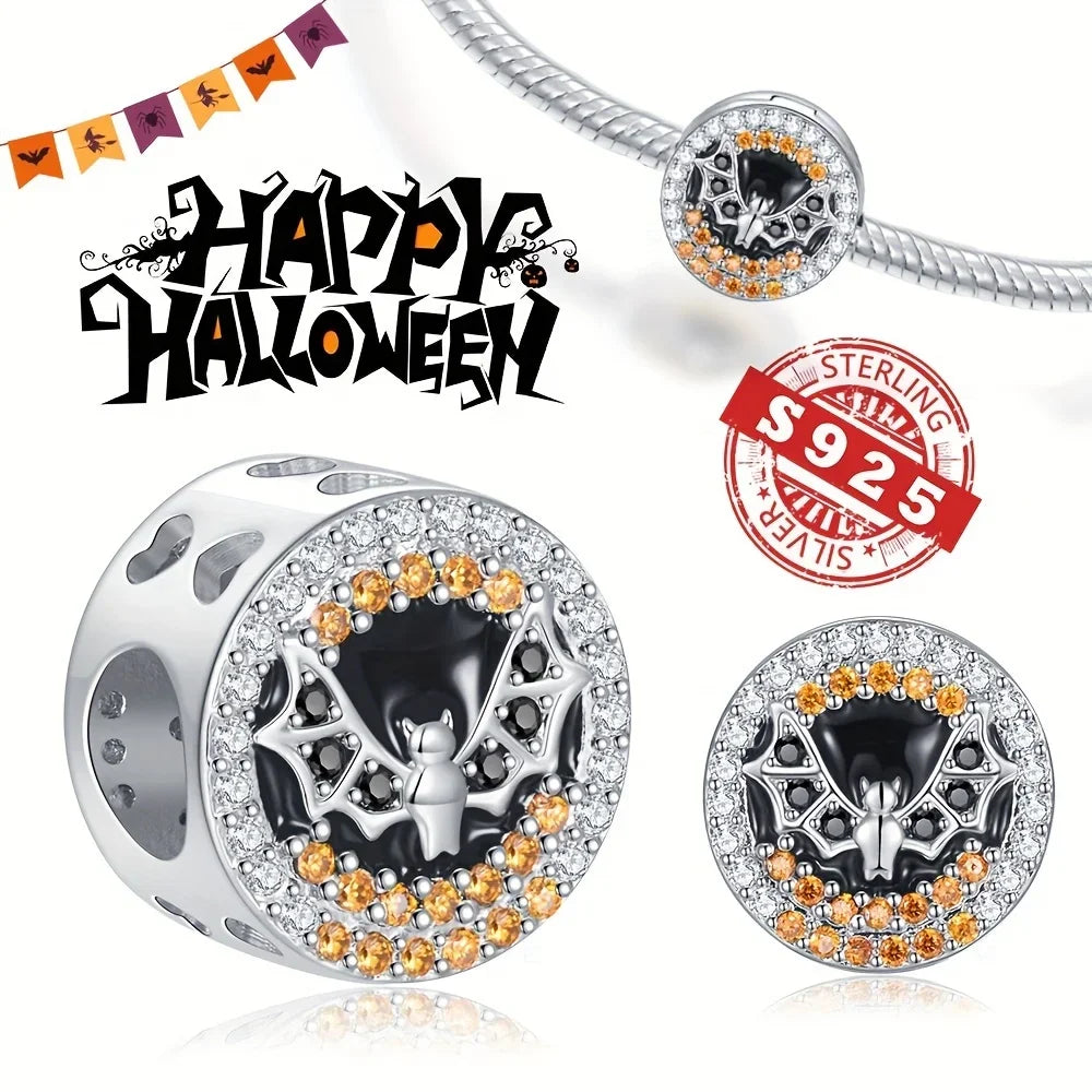 925 Sterling Silver Halloween Luminous Skull & Pumpkin Charms | Fits Original Pandora Bracelet | Party DIY Jewelry Gift