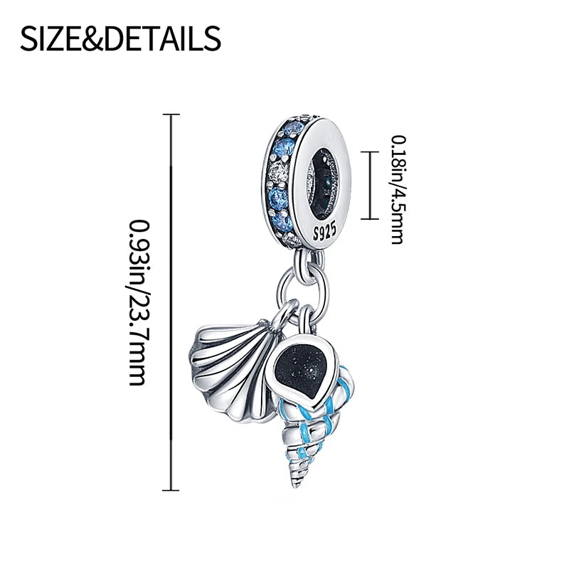Blue Ocean Series 925 Sterling Silver Turtle Crab Mermaid Charms for 3mm Bracelet