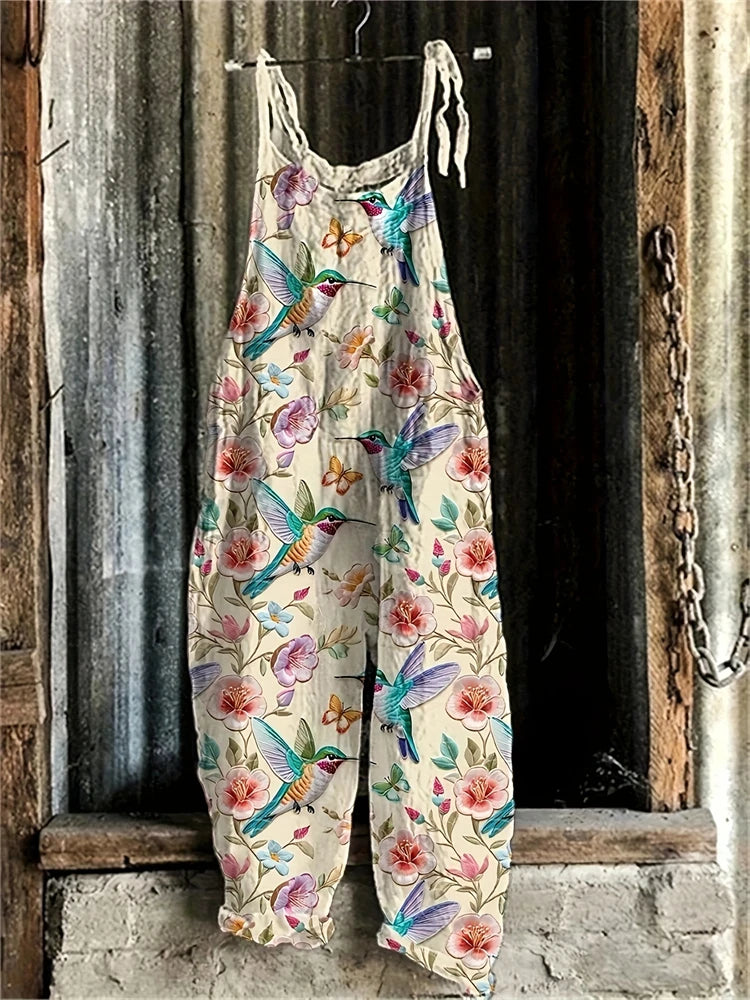 New Women's Strawberry Printed Jumpsuit – Cute Casual Summer Suspenders Set, Loose & Comfortable