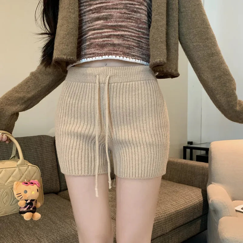 High Waist Knitted Wool Wide-Leg Pants for Women – Autumn Casual Straight Bootcut Trousers
