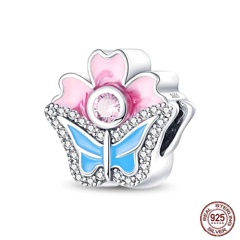 Fashion 925 Sterling Silver Colorful Butterfly Dragonfly Hummingbird Charms – Spring Series Beads Fit 925 DIY Bracelet