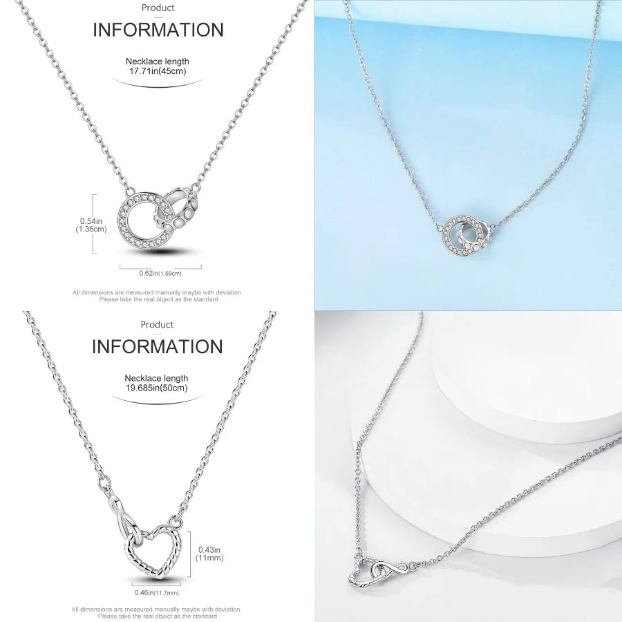 Heart to Heart Necklace 925 Sterling Silver Love Pendant Chain for Women – Wedding & Engagement Fine Jewelry