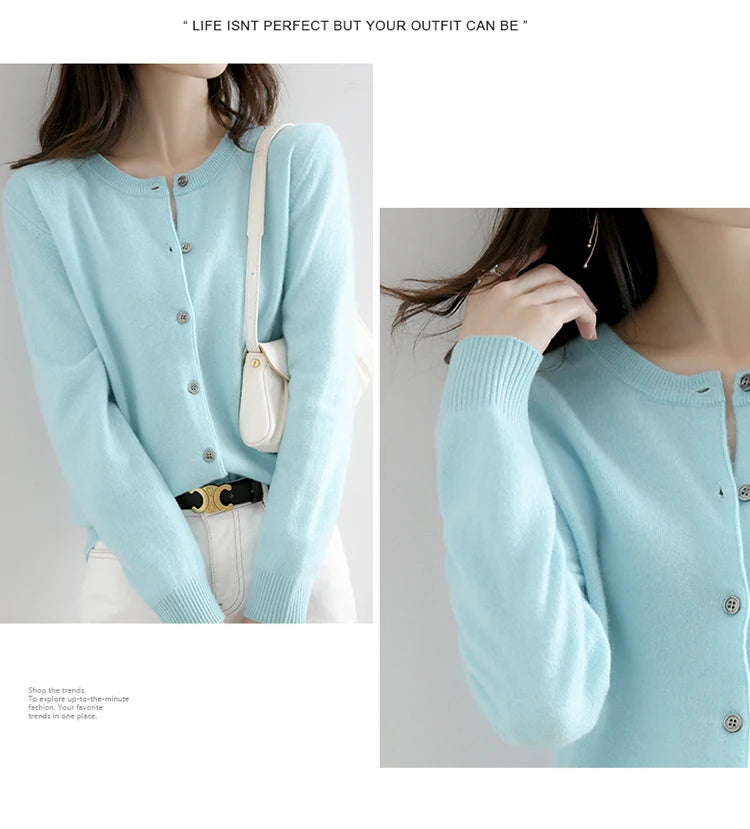 Off-Season Knitted Open Cardigan – Women’s Loose Round Neck Outerwear | Large Size Sweater for Spring & Autumn