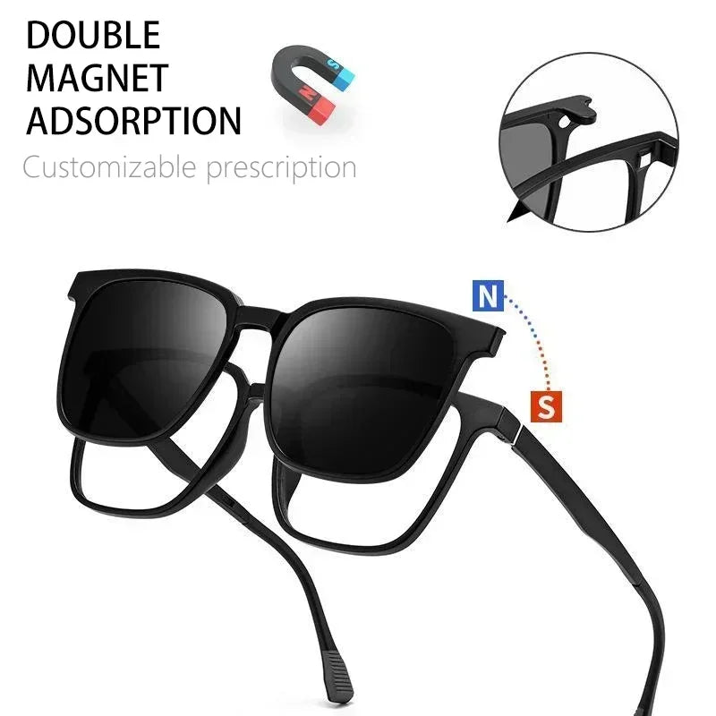 CLLOIO Magnetic Clip-On Prescription Glasses – Polarized Sunglasses Lens for Men & Women | Myopia, Progressive, Anti-Blue Light