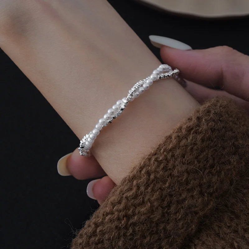 925 Sterling Silver Crushed Silver Bracelet – Irregular Jewelry for Women & Girls