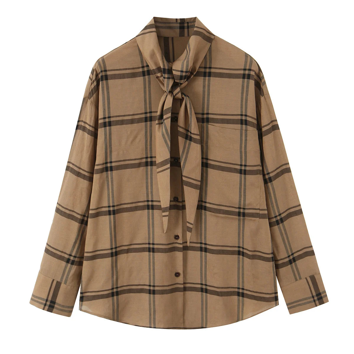 2025 Autumn Women’s Loose Striped Tie Lapel Long-Sleeved Shirt – Casual Fashion Versatile Top 🍂✨