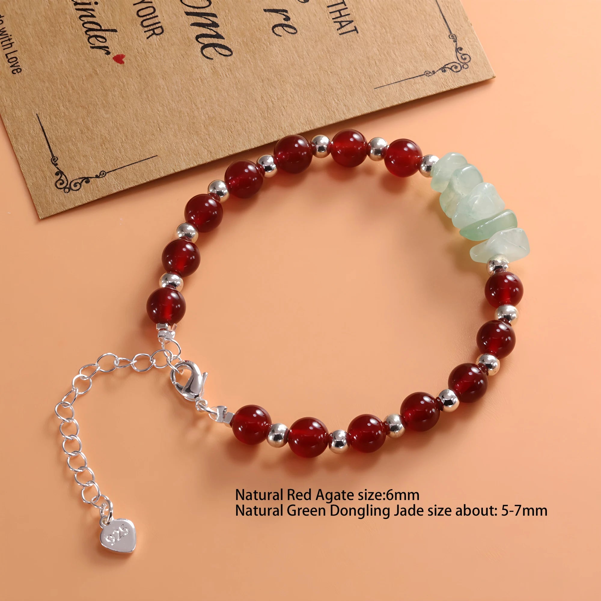 VENTFILLE 925 Sterling Silver Red Agate Bracelet | Flower Pendant Lucky Bead | Original Jewelry Gift for Women
