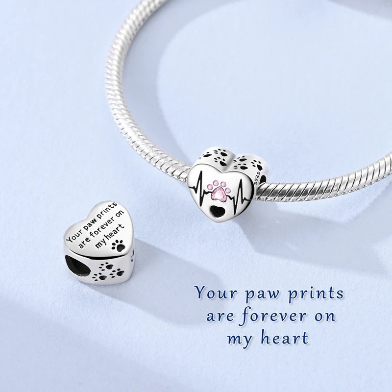 New Love Heart Shaped 925 Sterling Silver Charms – Family & Friendship Charm Beads Fit Original Bracelets for Women