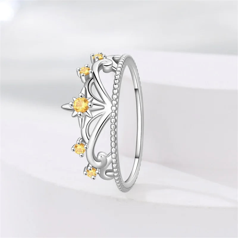 925 Sterling Silver Rings Collection | Bow, Heart, Sun, Moon & Star Zircon Rings for Women Jewelry Gift