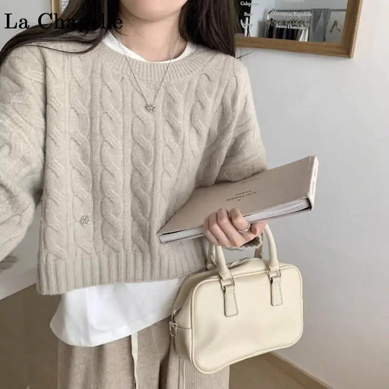Soft Knit Sweater Women’s Top – Lazy Sleeve Inner Wear | Autumn Winter New Arrival Twist Cotton Long Sleeve Round Neck