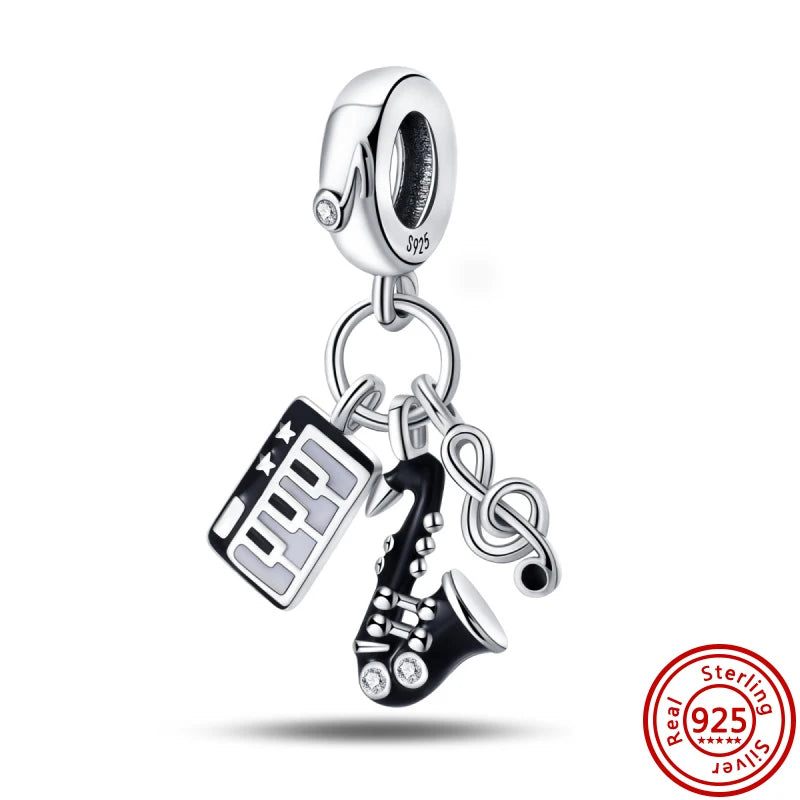 Factory Outlet 925 Sterling Silver Black Cat, Camera & Dog Paw Charms Beads | Fits Pandora Original Bracelet | Fine DIY Jewelry Gift for Friends