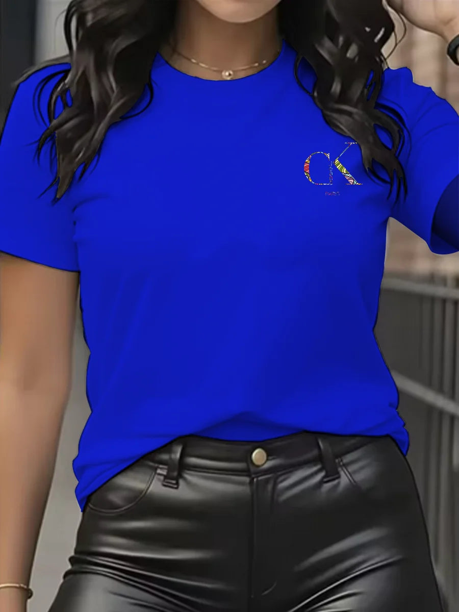 Luxury Brand Cartoon Letter Print T-Shirt | Women's Y2K Summer Trend Top | Fashion Short Sleeve Crew Neck Tee