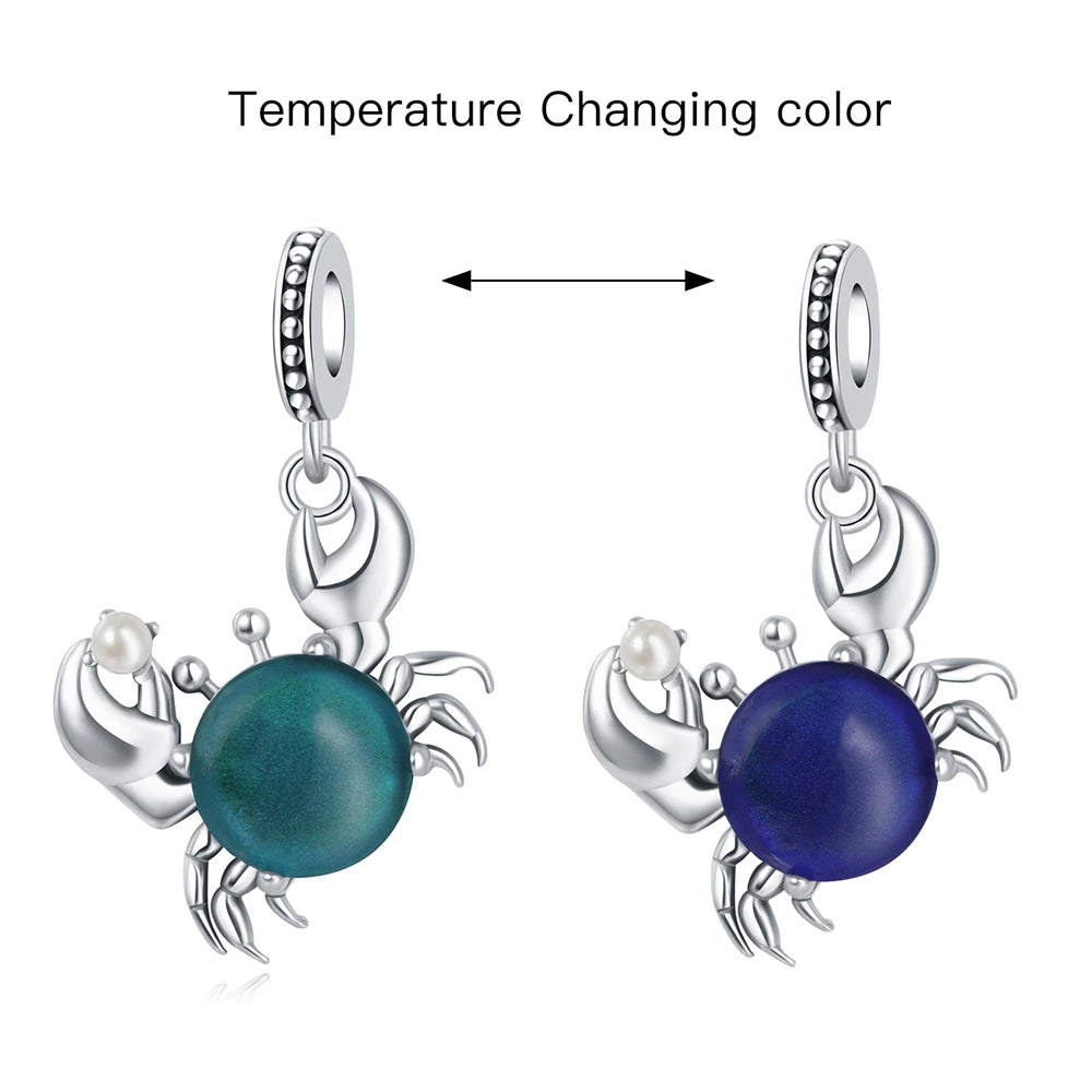 925 Sterling Silver Temperature Color Change Charm Bead | Magic Pendant for Original Bracelet DIY Jewelry