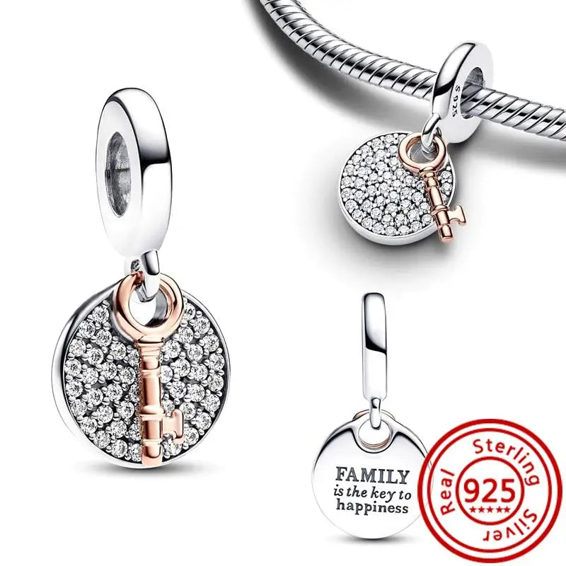 New 925 Sterling Silver Forever Always Love Murano Glass Beads | Sparkling Lucky Charms for Original Pantaro Bracelets DIY Jewelry