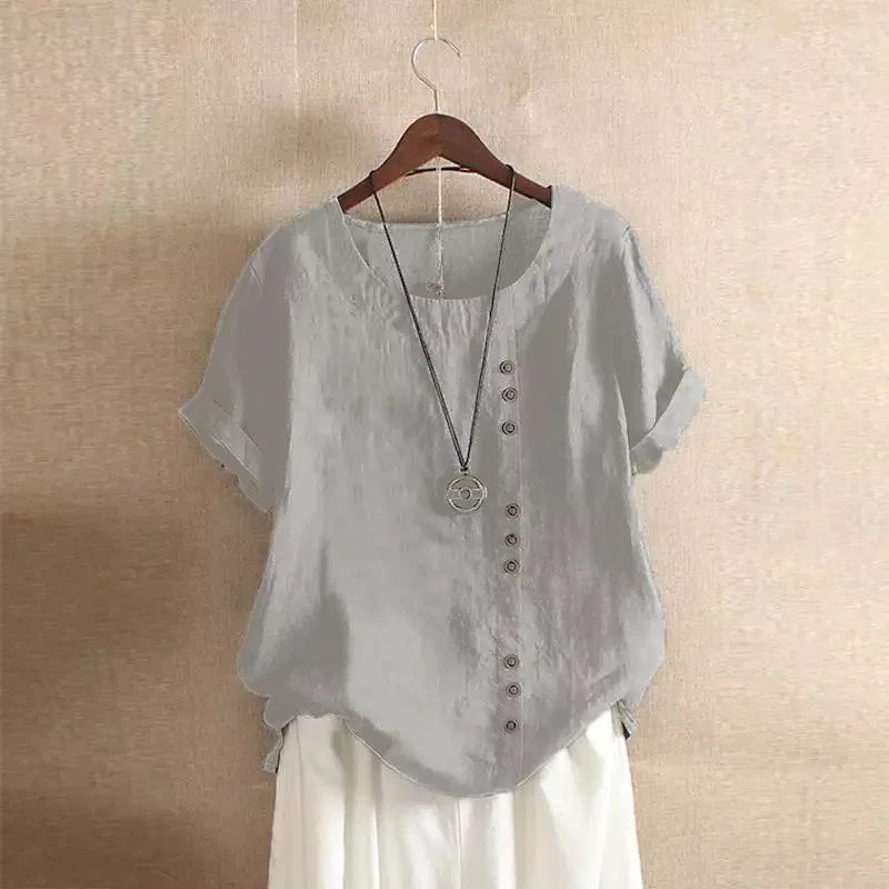 Women Cotton Linen Streetwear Summer Y2K Tops – Vintage Casual Elegant T-Shirt Loose Fashion Tee 👕✨