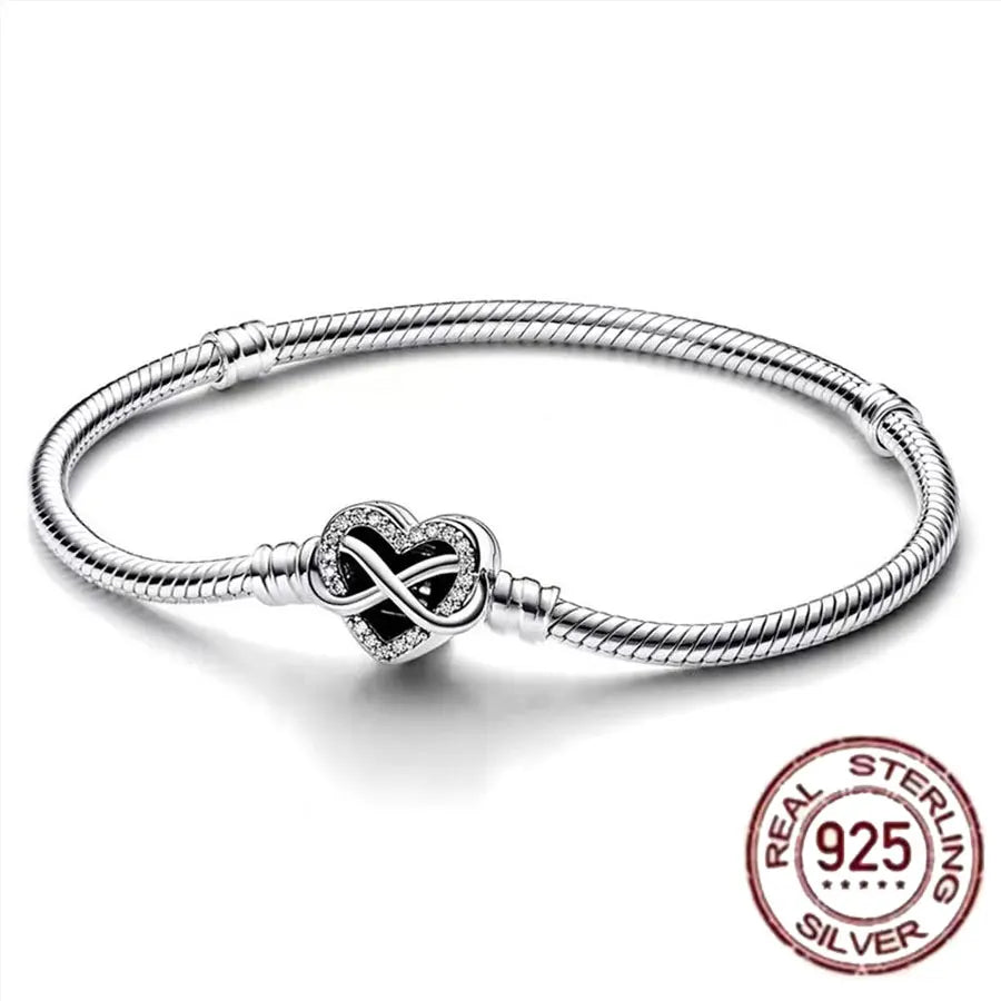 S925 Sterling Silver Crown Mickey Snake Bone Bracelet | Women’s DIY Gift