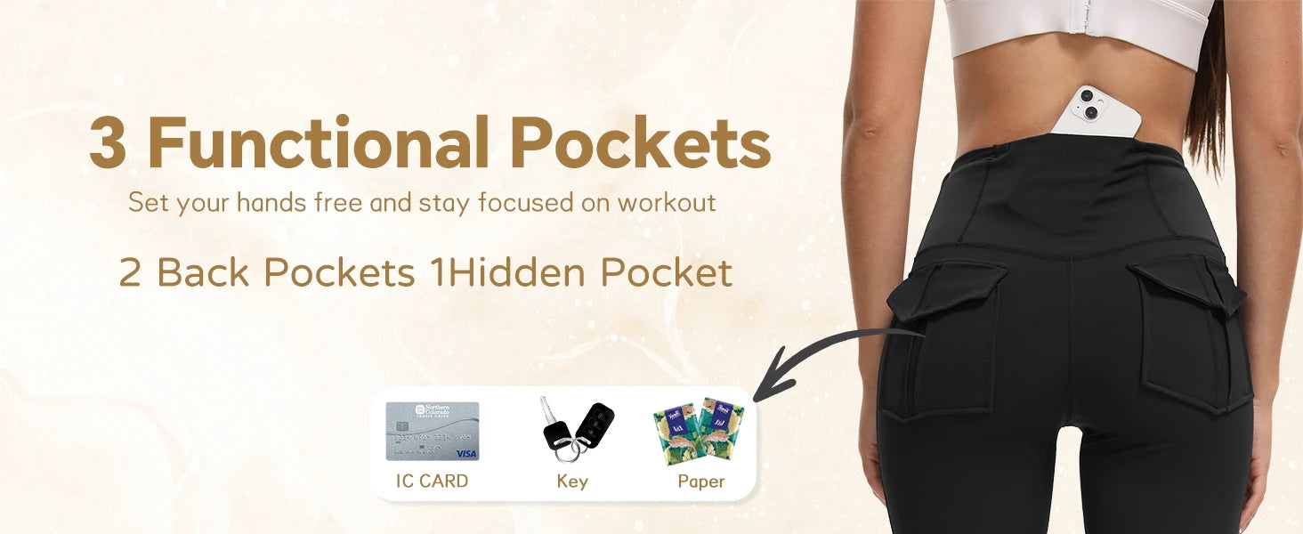 Women’s High Waisted Flared Yoga Pants | Tummy Control Bootcut Leggings with Pockets | Gym & Casual Wear